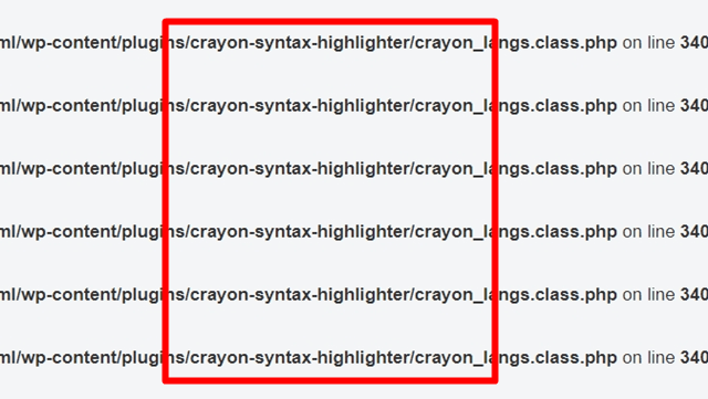 Waningの原因はプラグインの“Crayon Syntax Highlighter”