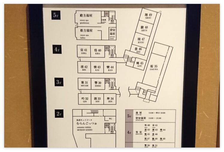 HATAGO井仙の館内マップ