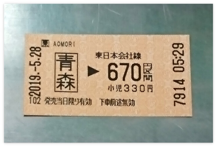 青森駅→弘前駅の切符