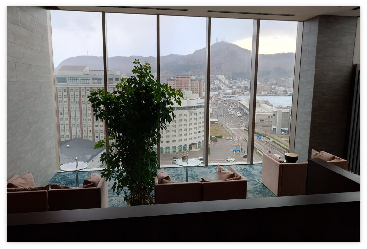 センチュリーマリーナ函館 14階のラウンジから見た景色