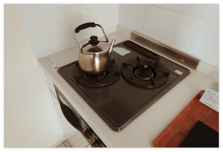 男爵倶楽部の部屋にあるガスコンロ