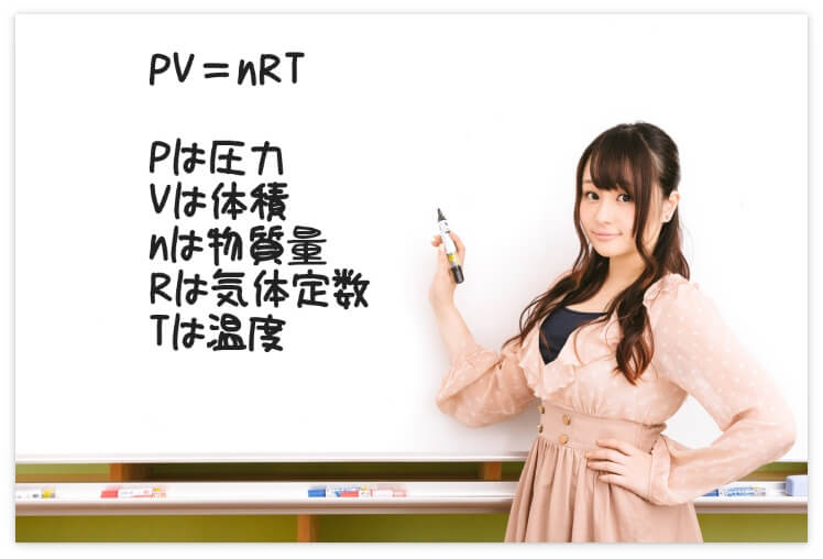PV＝nRTの方程式を説明する女性