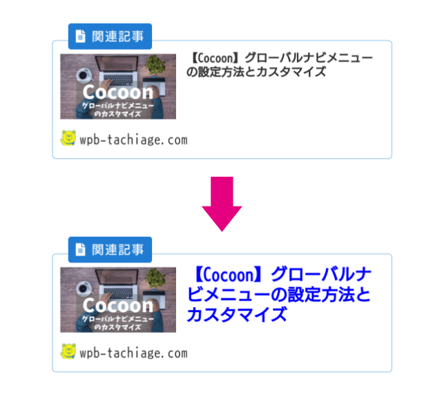 タイトル文字を1.3emに変更したブログカード(スマホ表示)