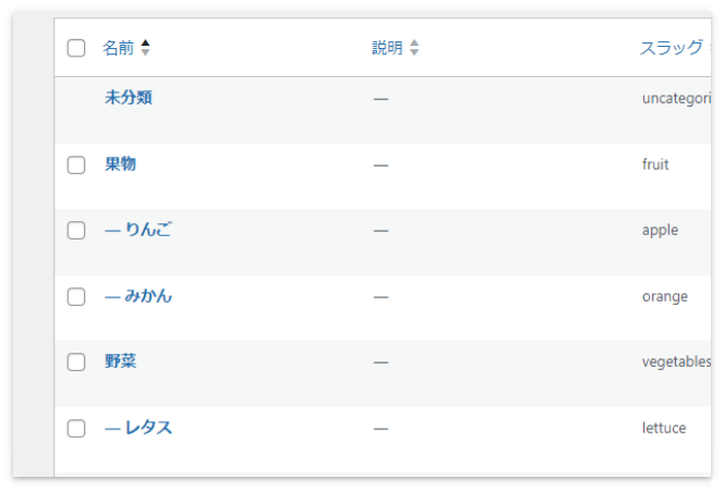 WordPressのカテゴリー一覧
