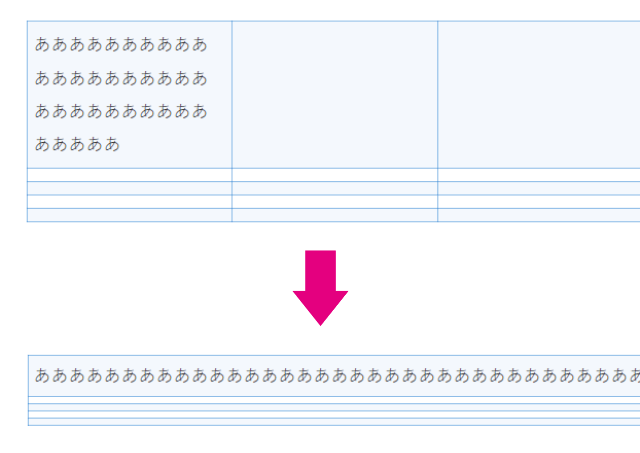 プレビューで確認するとセル内の文字が一列になっている