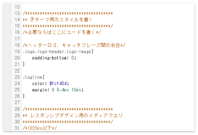 スタイルシートに貼り付けたCSS