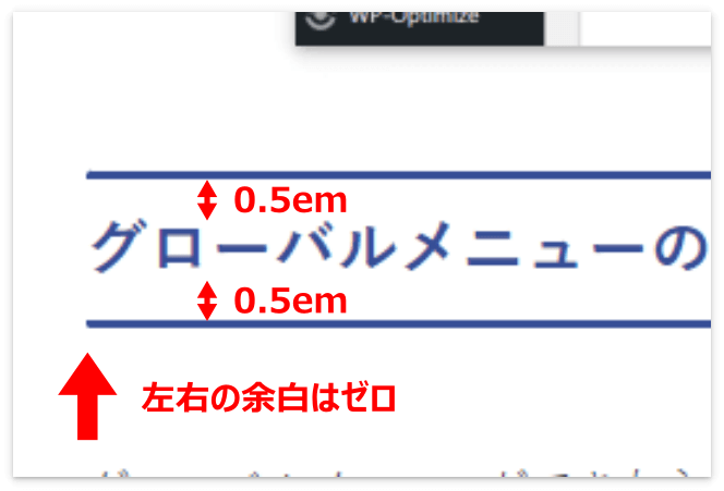 上下の余白が0.5em、左右の余白がゼロの見出し2