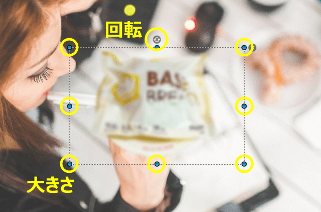 重ねた画像の角度と大きさを調整